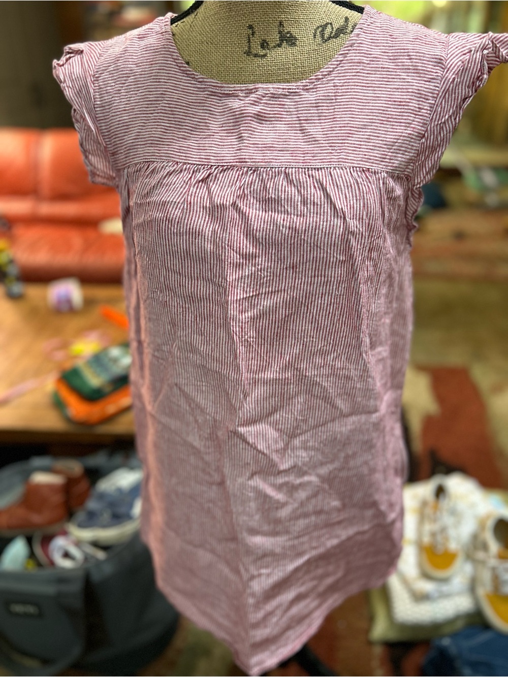 Cynthia Rowley Pink & White Striped Cap-Sleeve Tunic